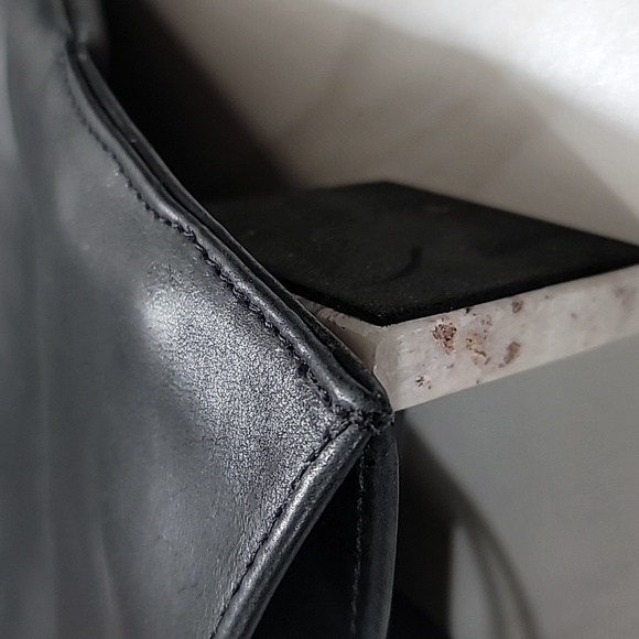 PARKER CLAY NYLA BLACK LEATHER BRASS CLUTCH CARRYALL PURSE FOLDOVER HANDBAG OSFM - Picture 8 of 13